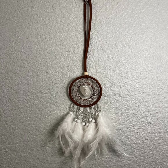 Eco friendly natural hand-crafted clear healing crystal windchime dreamcatcher - Picture 1 of 2